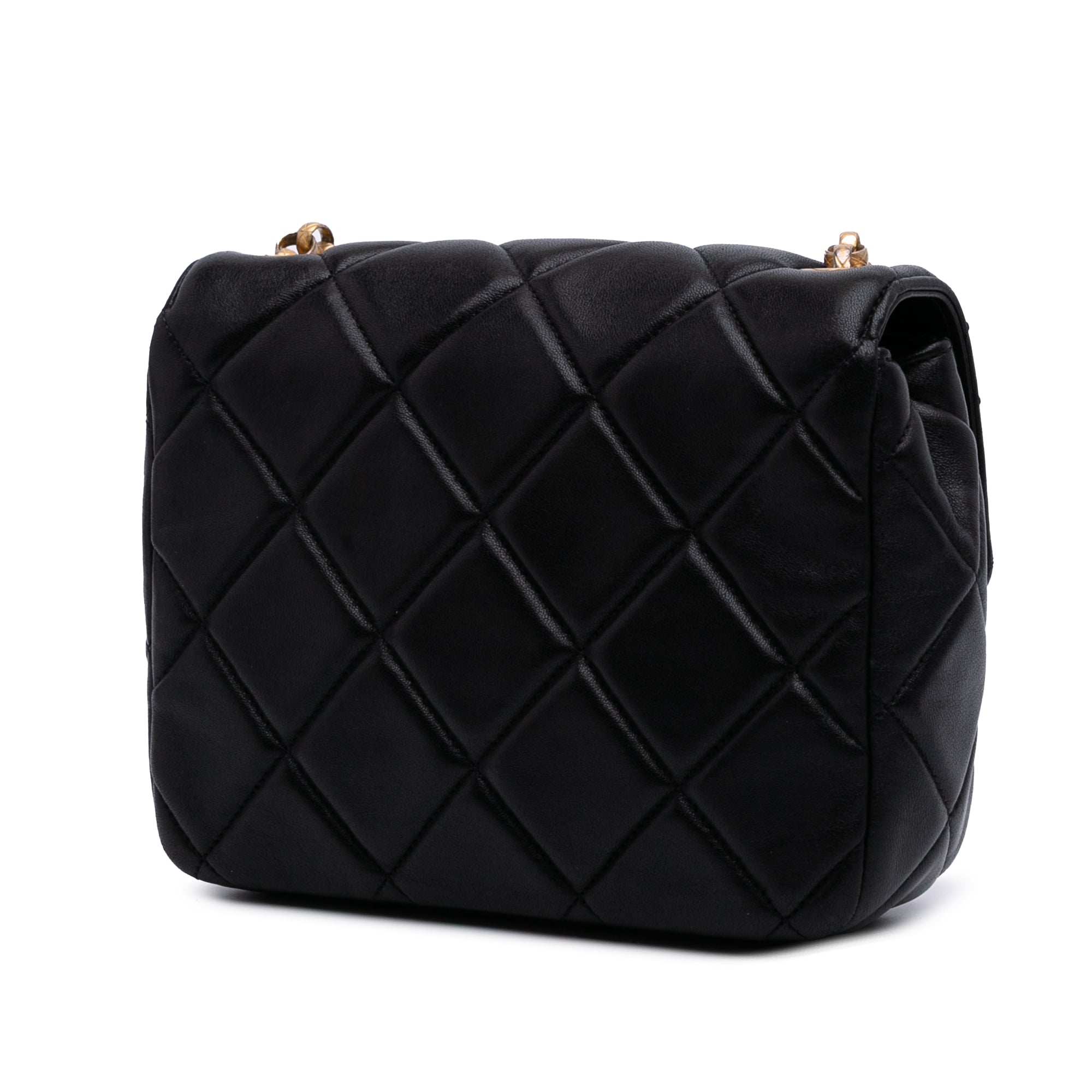 Mini Quilted Lambskin Bijoux Logo Chain Square Flap