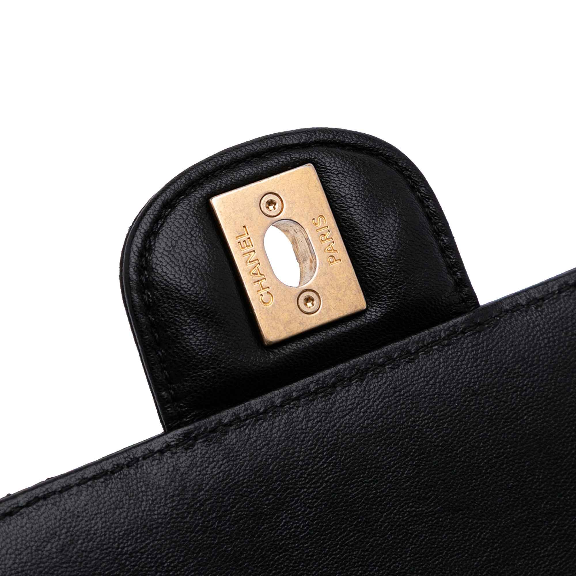 Mini Quilted Lambskin Bijoux Logo Chain Square Flap