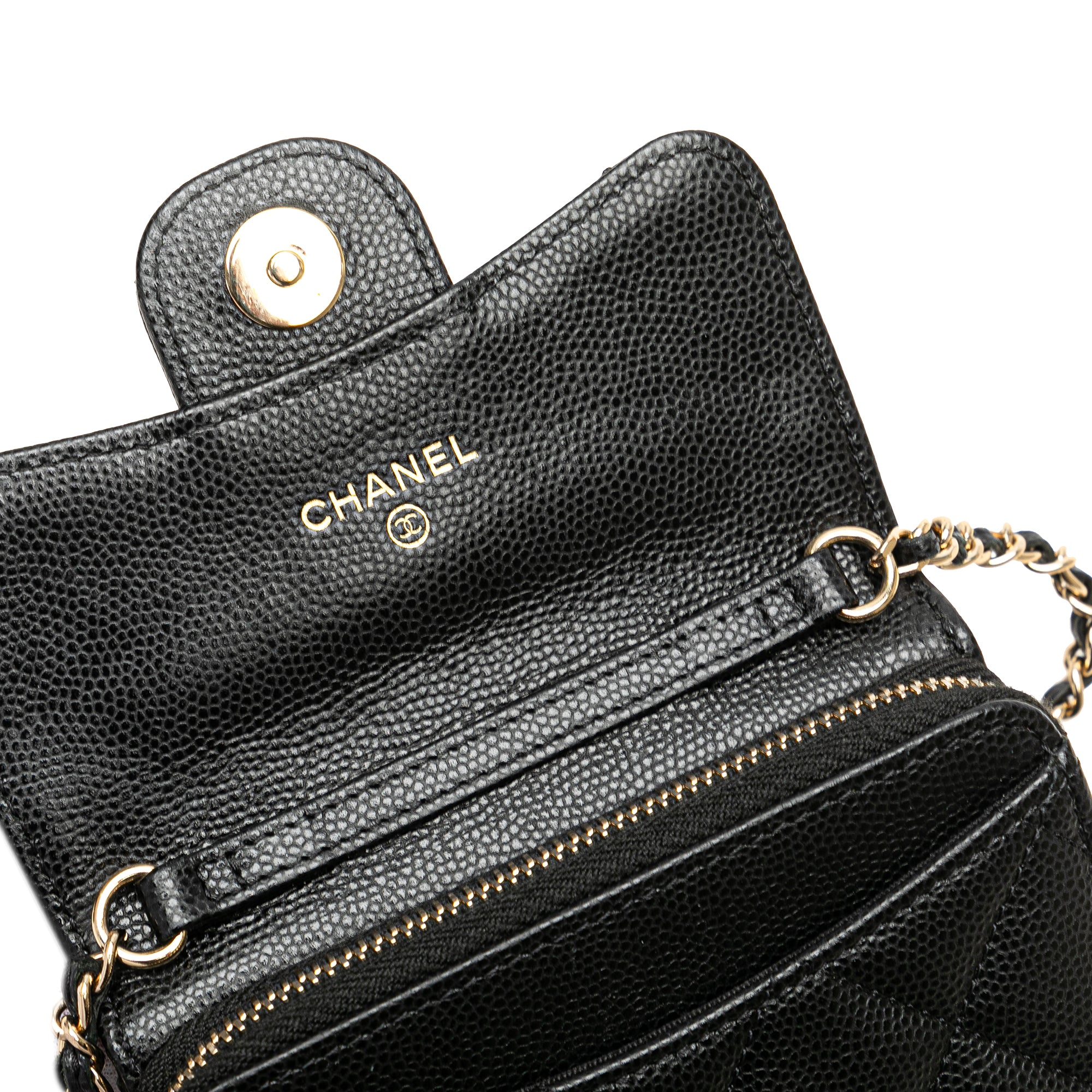 Classic Caviar Coin Pouch with Chain