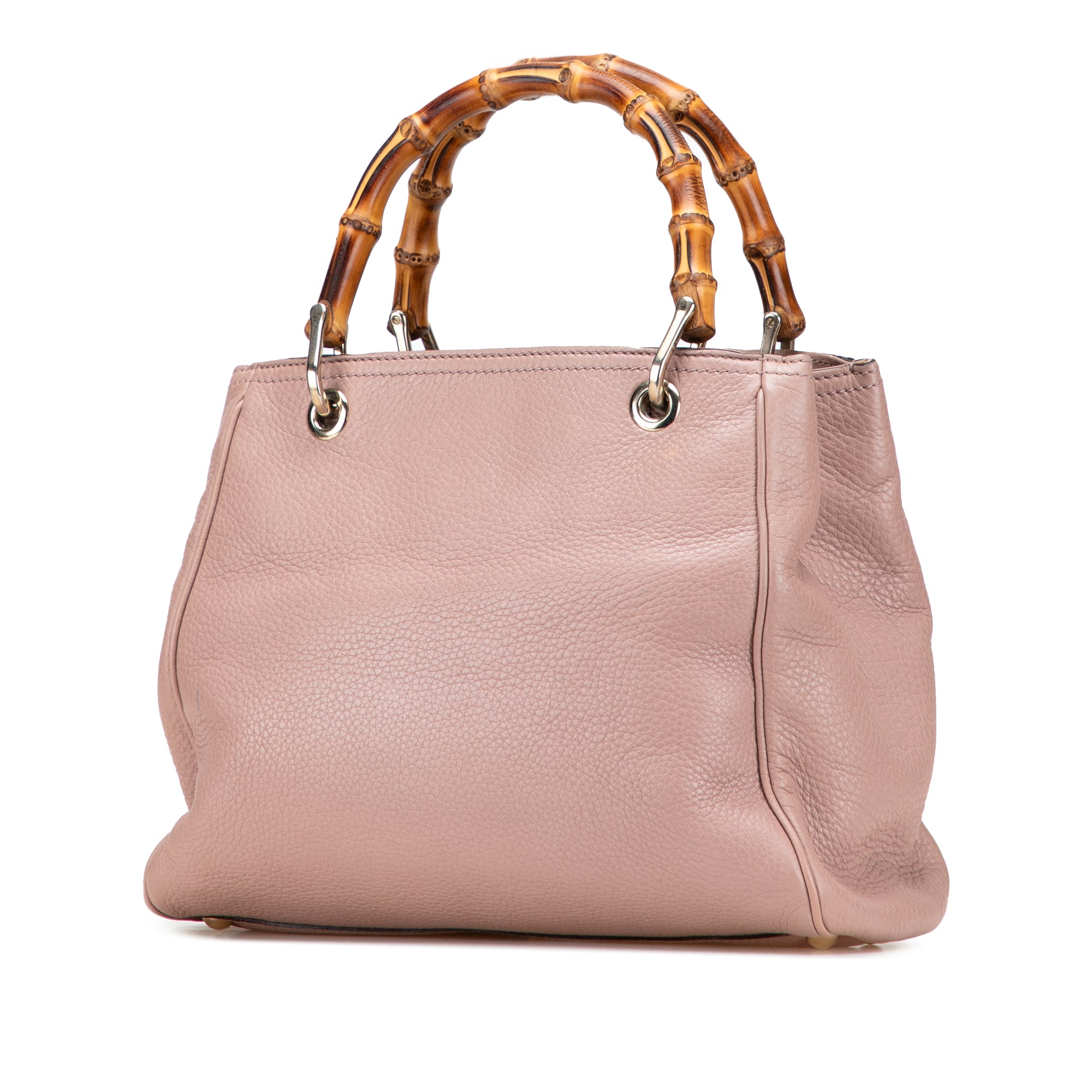 Small Calfskin Bamboo Shopper Satchel