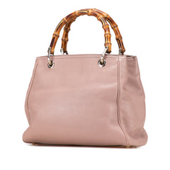 Small Calfskin Bamboo Shopper Satchel