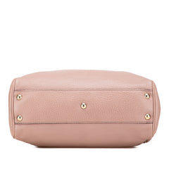 Small Calfskin Bamboo Shopper Satchel