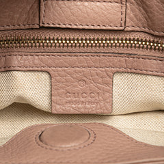 Small Calfskin Bamboo Shopper Satchel
