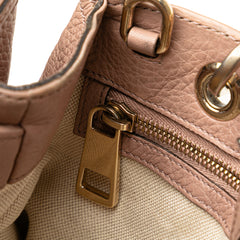 Small Calfskin Bamboo Shopper Satchel