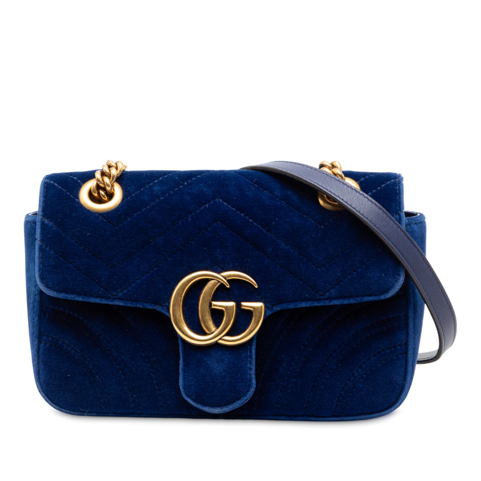Small GG Marmont Matelasse Velvet Shoulder Bag
