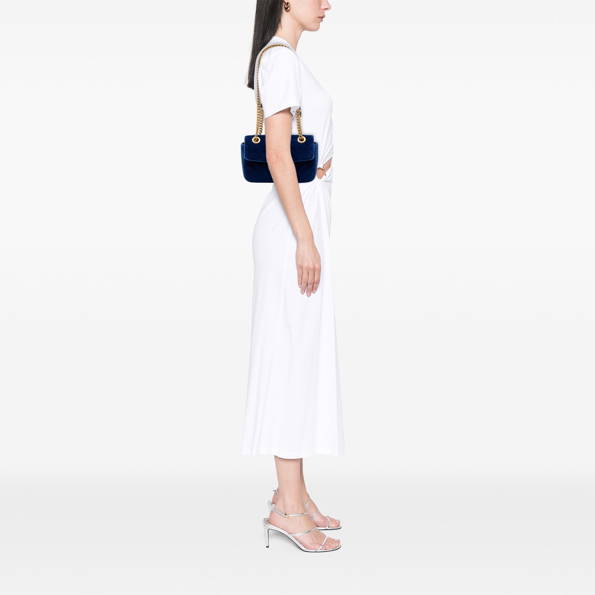 Small GG Marmont Matelasse Velvet Shoulder Bag