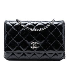 CC Quilted Shiny Aged Calfskin Wallet On Chain