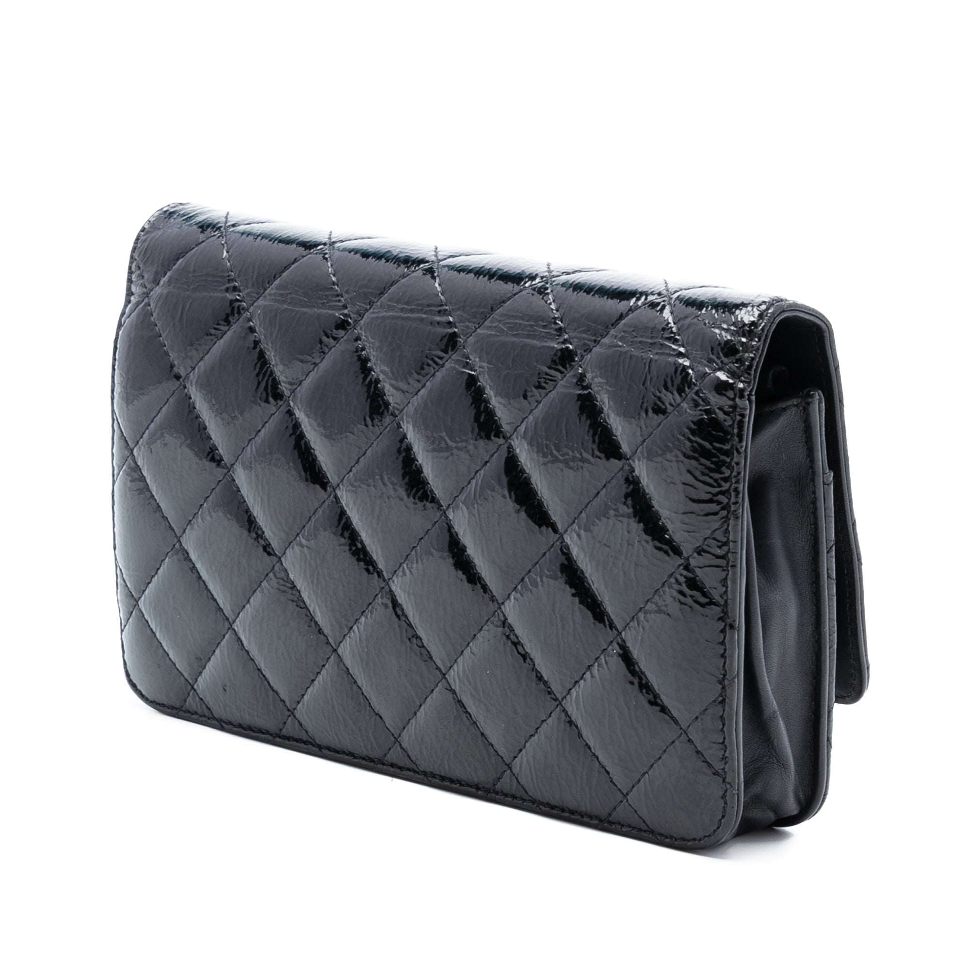 CC Quilted Shiny Aged Calfskin Wallet On Chain