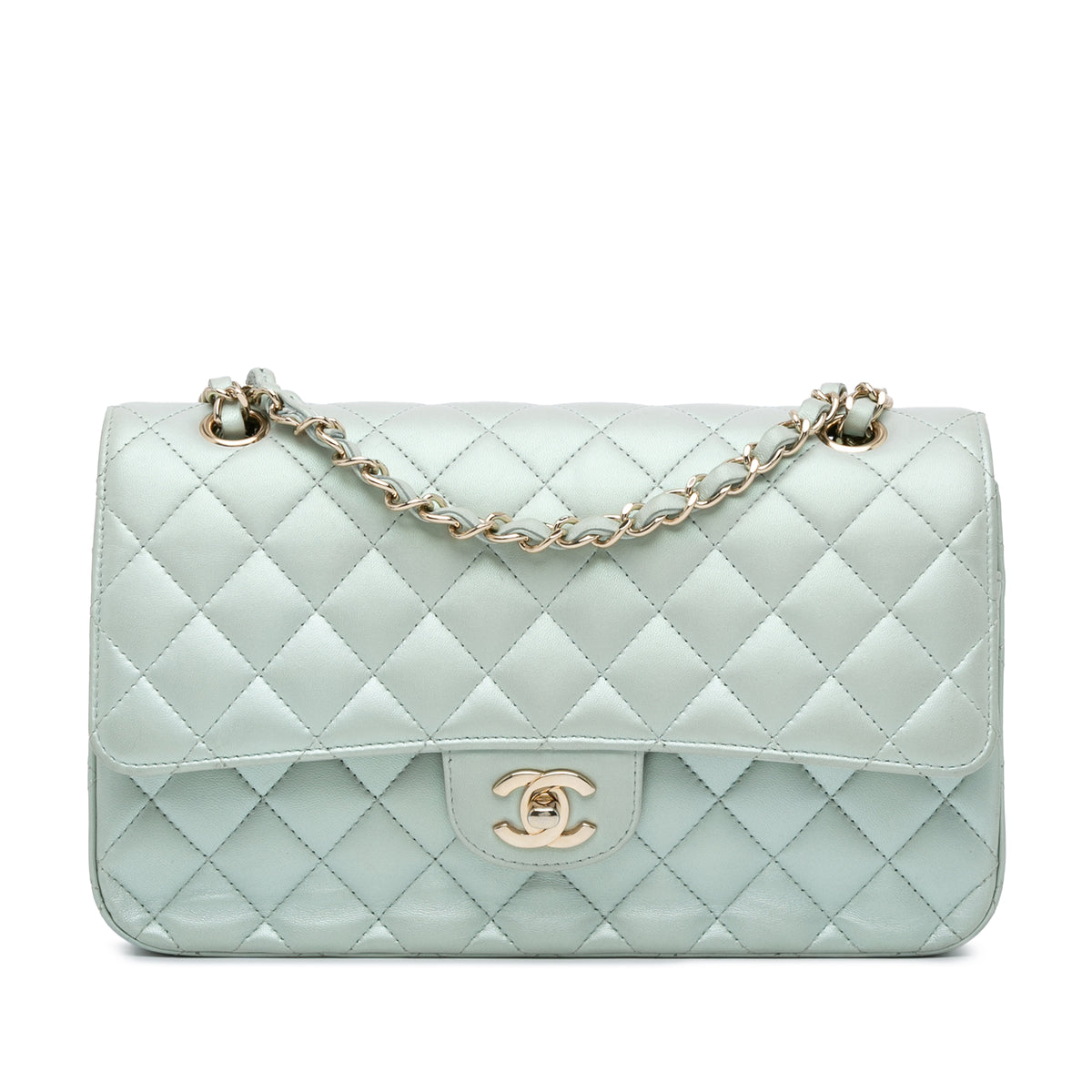 Medium Classic Iridescent Lambskin Double Flap_0