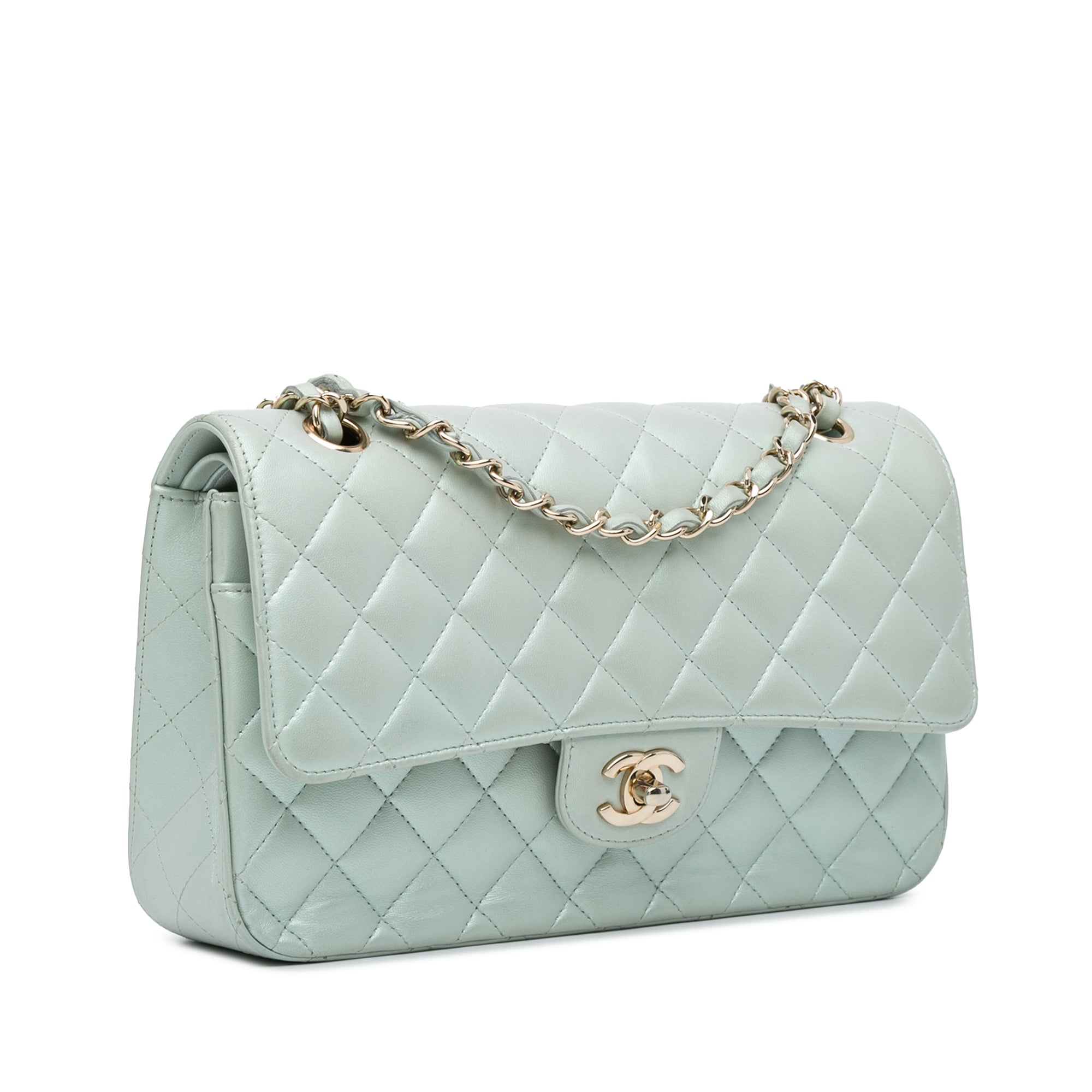 Medium Classic Iridescent Lambskin Double Flap_1