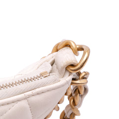 Large Shiny Crumpled Quilted Lambskin Trendy Chain Around Hobo