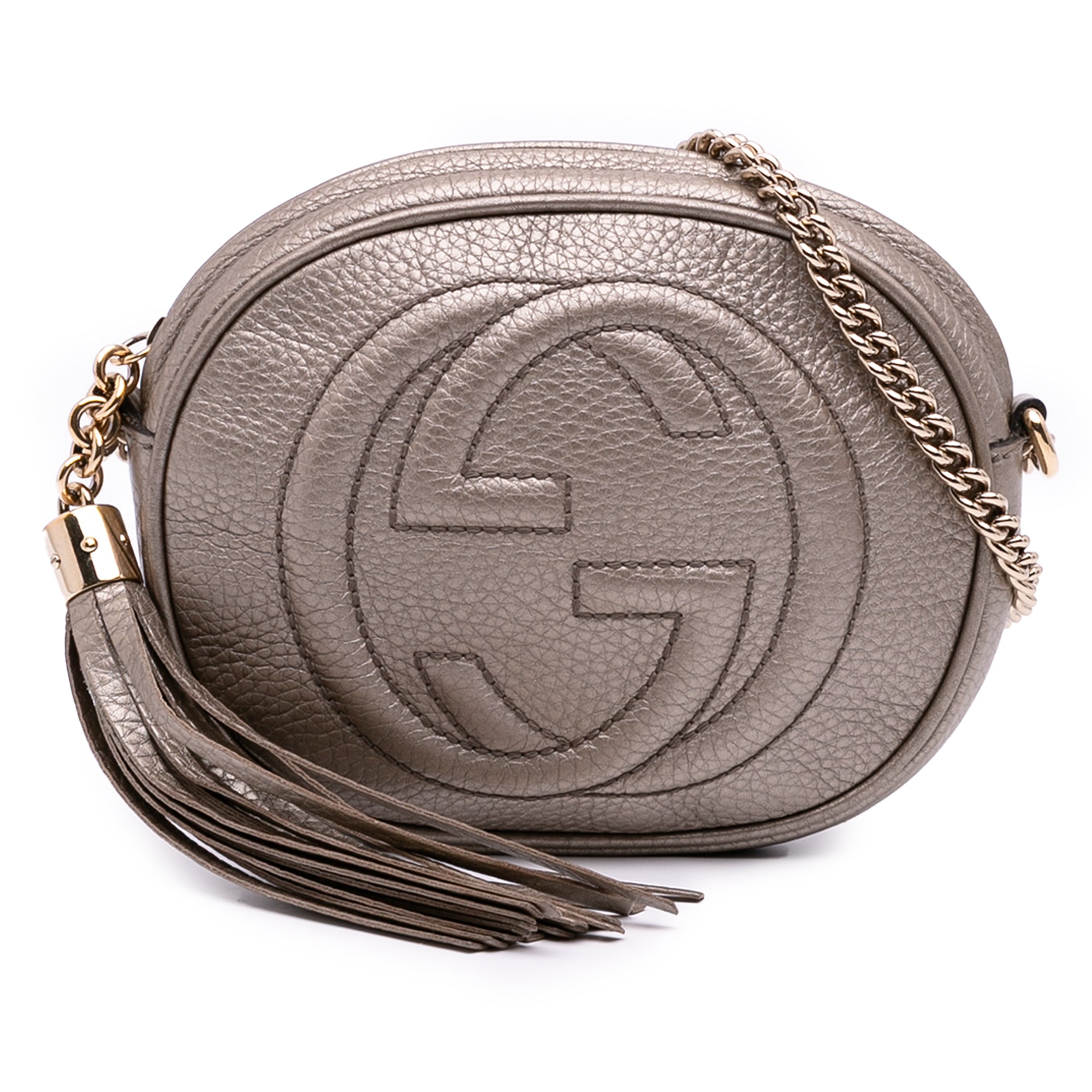 Mini Metallic Pebbled Calfskin Soho Chain Crossbody