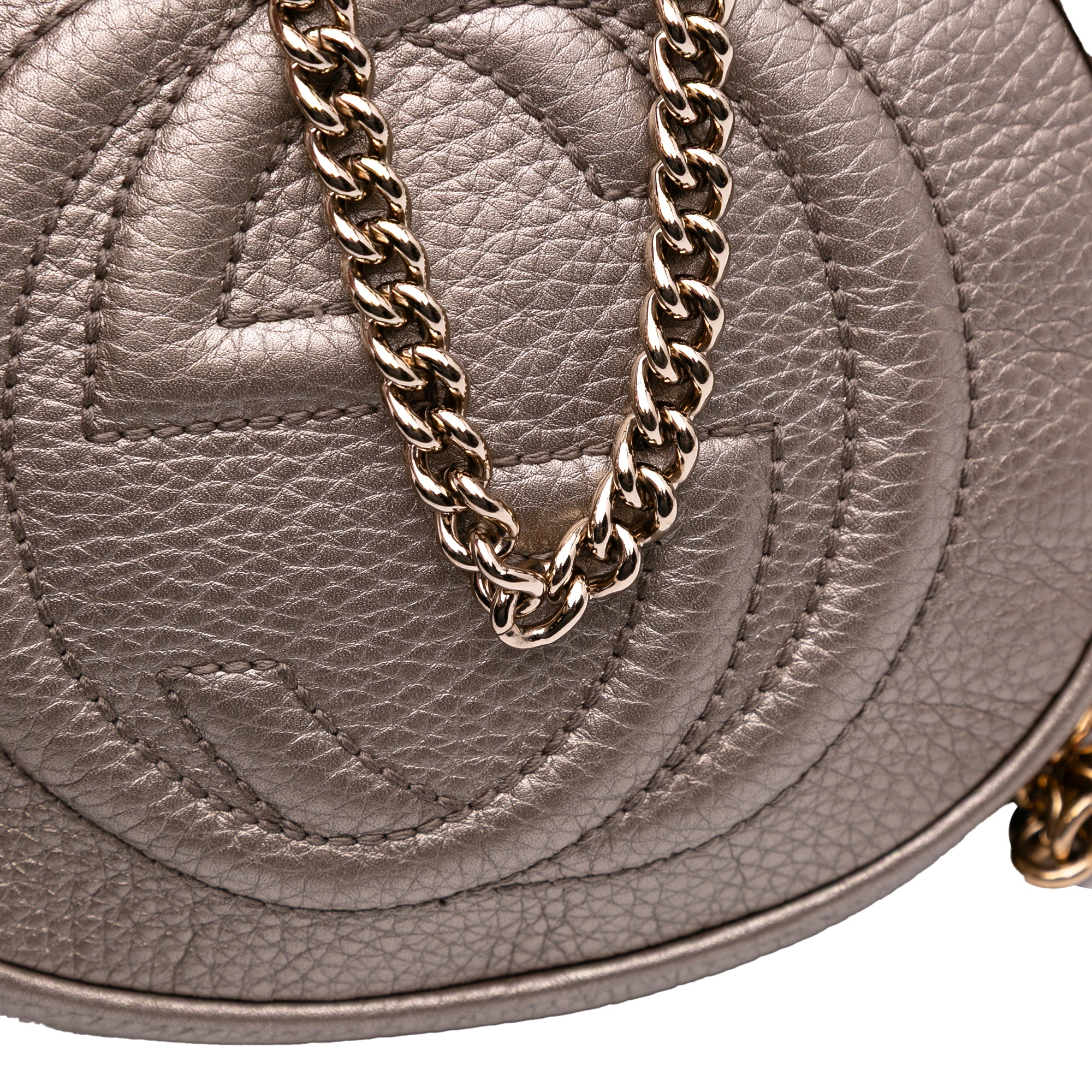 Mini Metallic Pebbled Calfskin Soho Chain Crossbody