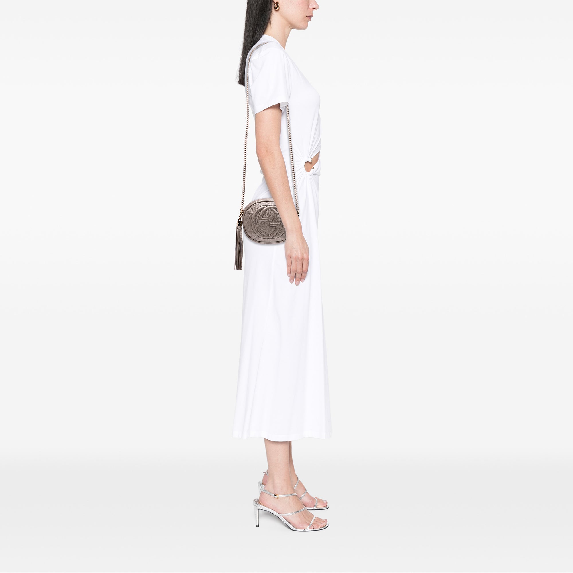 Mini Metallic Pebbled Calfskin Soho Chain Crossbody