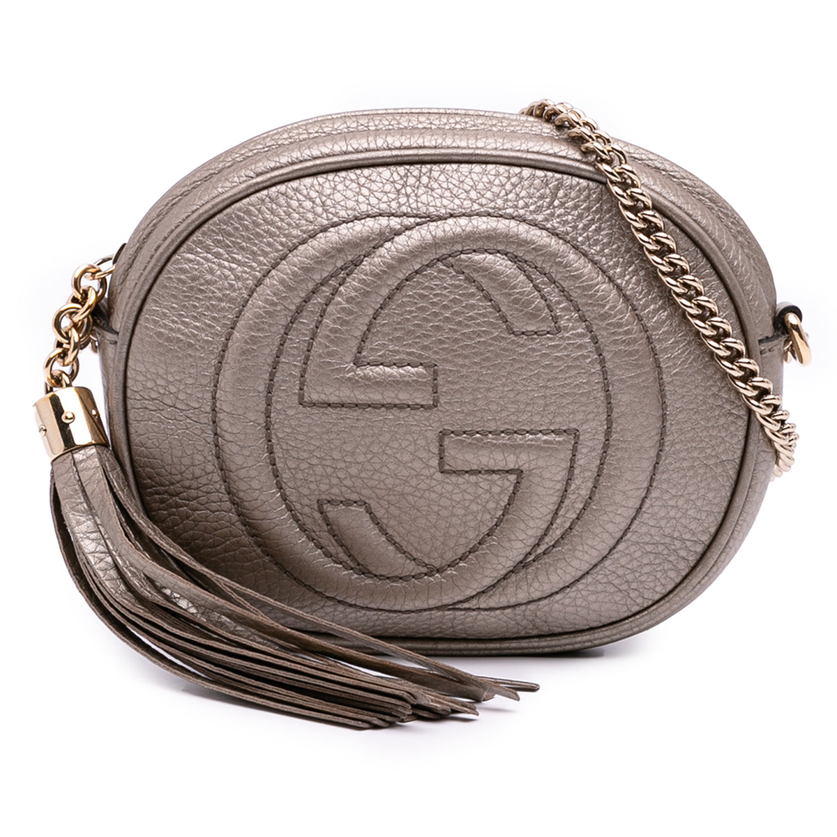 Mini Metallic Pebbled Calfskin Soho Chain Crossbody