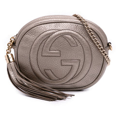 Mini Metallic Pebbled Calfskin Soho Chain Crossbody