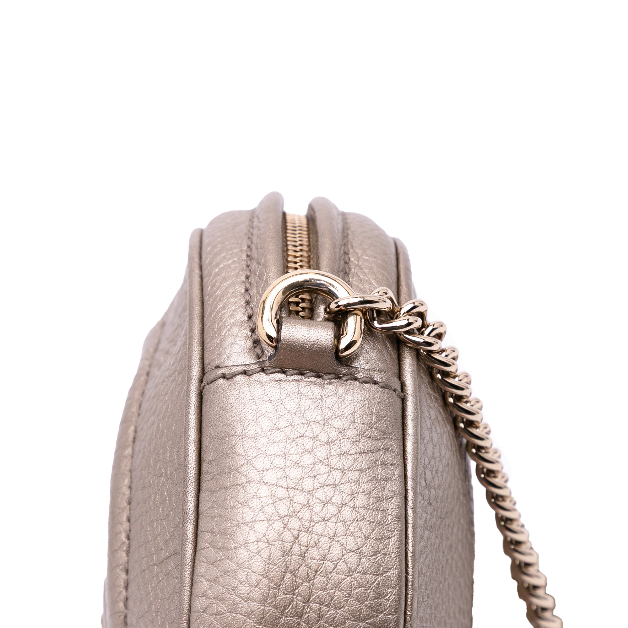 Mini Metallic Pebbled Calfskin Soho Chain Crossbody
