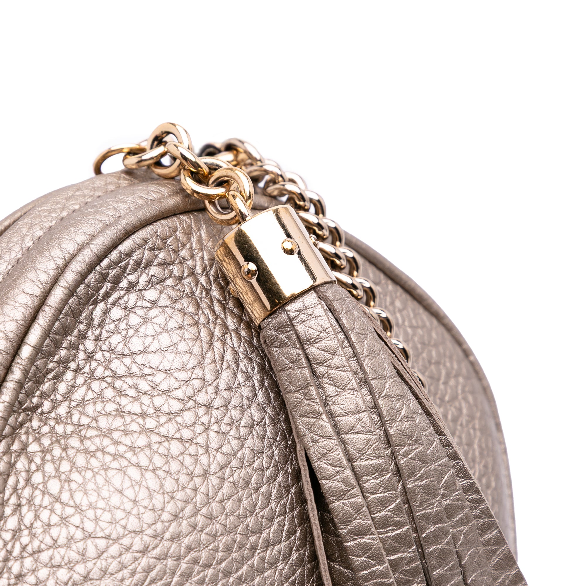 Mini Metallic Pebbled Calfskin Soho Chain Crossbody