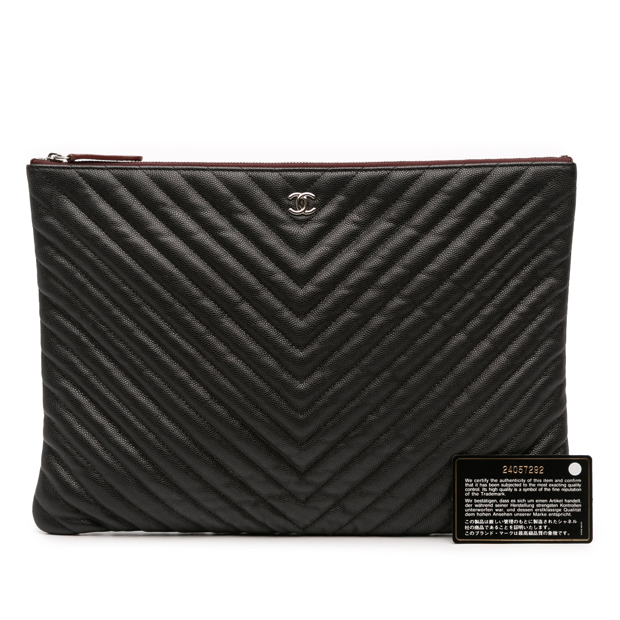 Large Chevron Caviar O Case Clutch