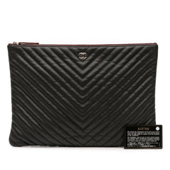 Large Chevron Caviar O Case Clutch