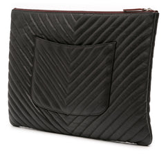 Large Chevron Caviar O Case Clutch