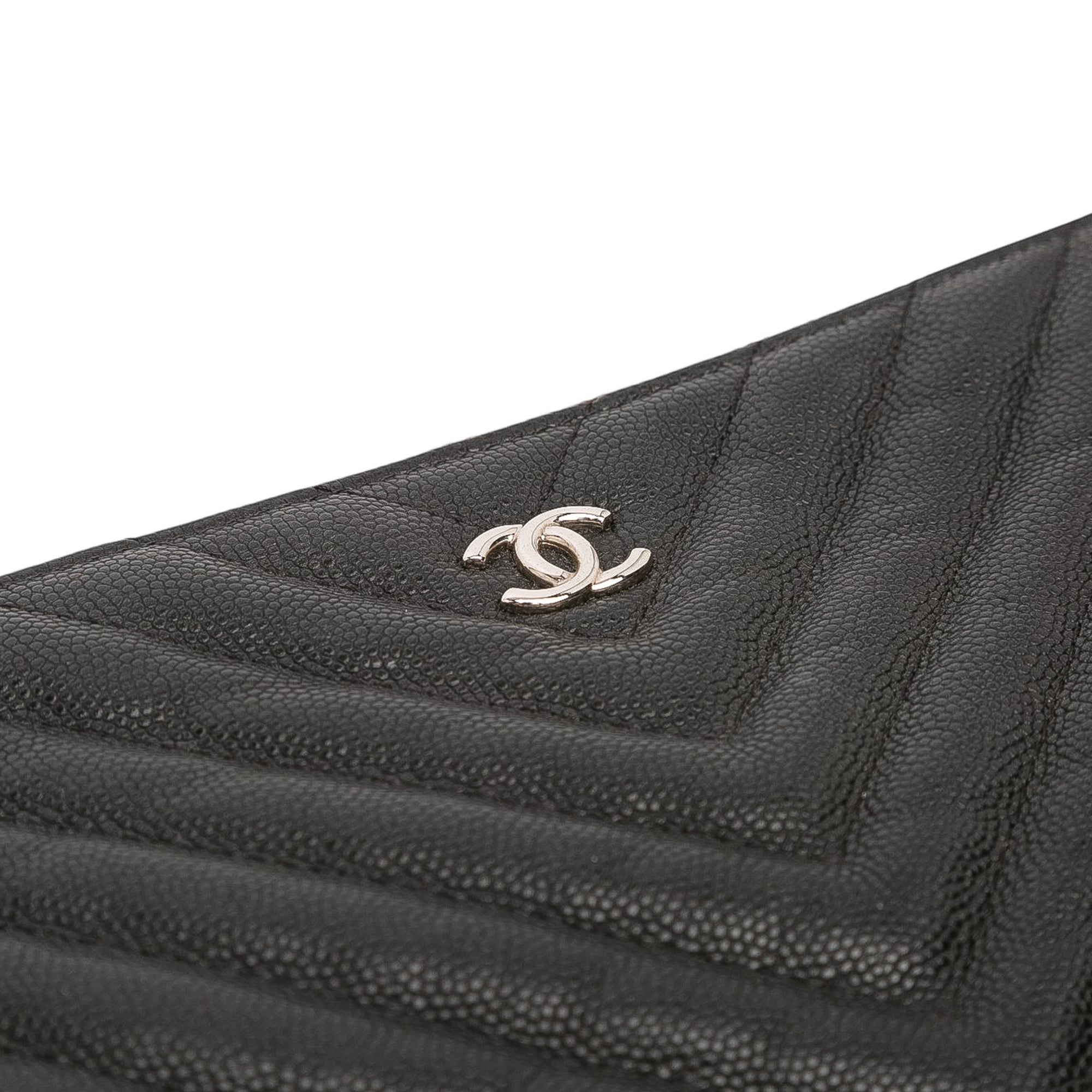 Large Chevron Caviar O Case Clutch