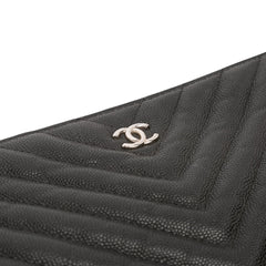 Large Chevron Caviar O Case Clutch