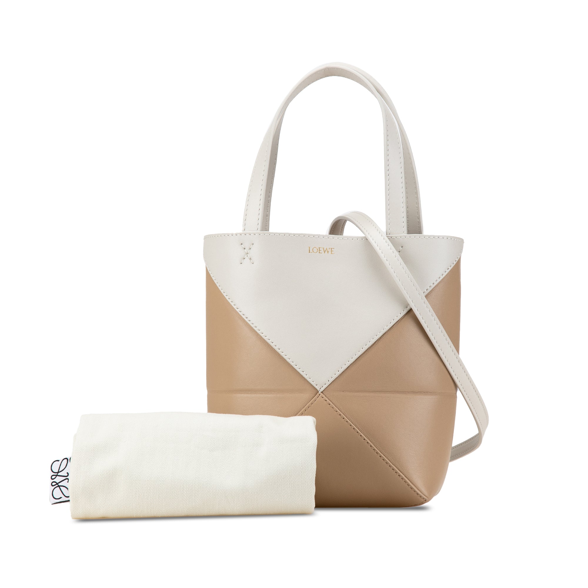 Mini Bicolor Calfskin Puzzle Fold Tote