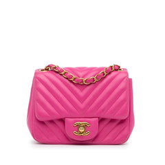 Mini Square Classic Lambskin Chevron Flap_0