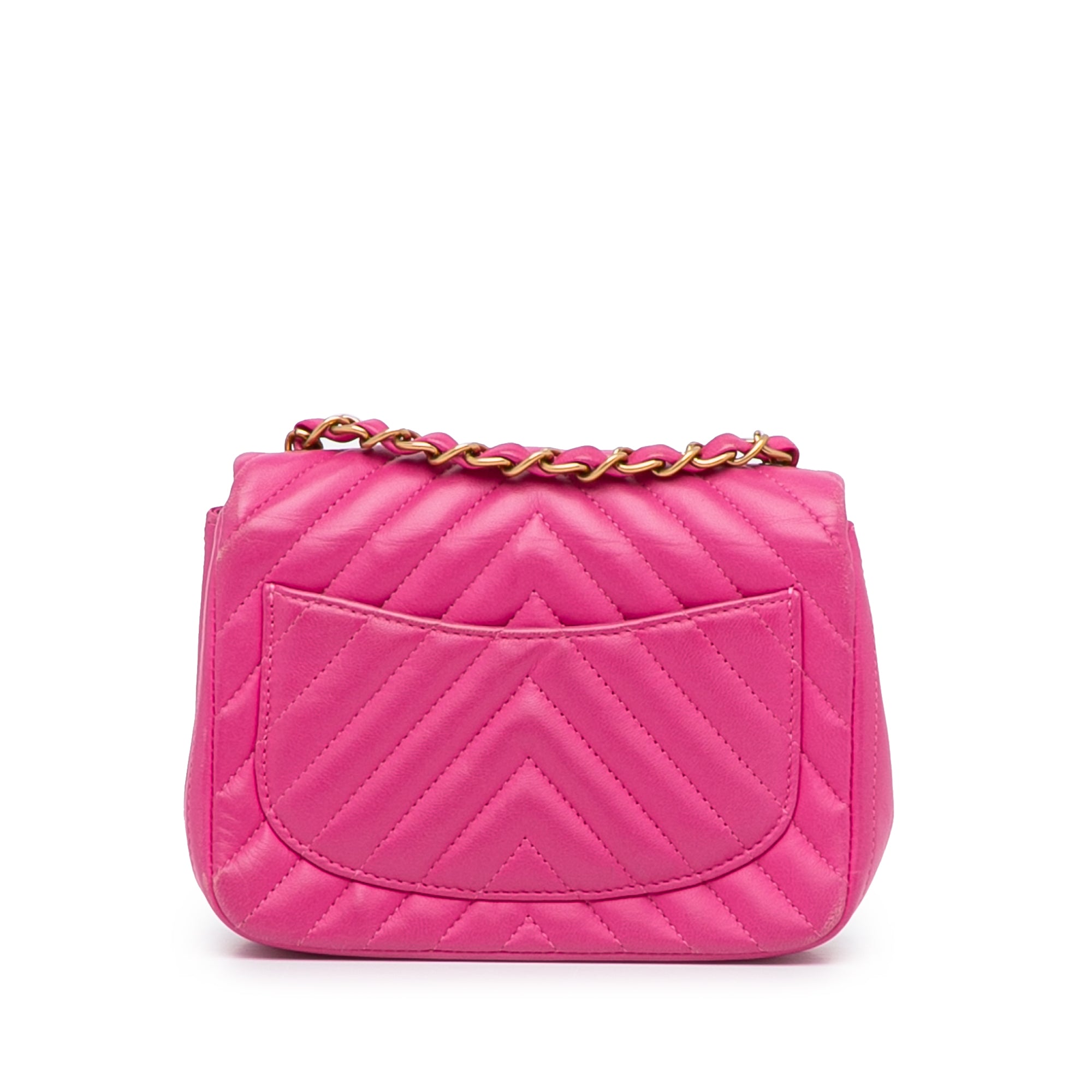 Mini Square Classic Chevron Lambskin Single Flap