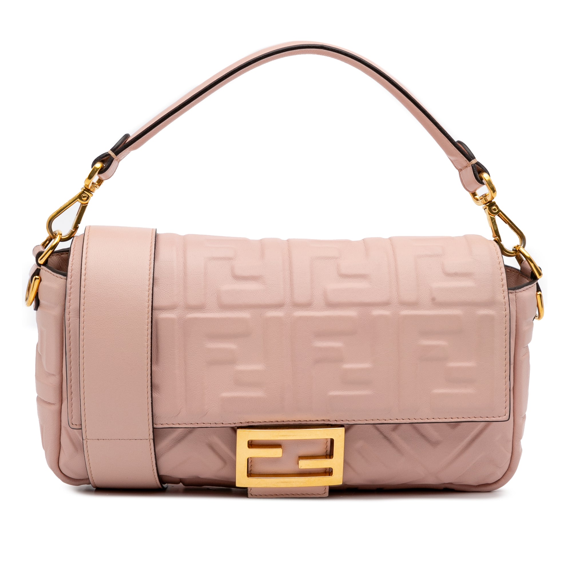 Zucca Embossed Leather Baguette Satchel