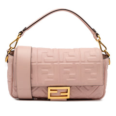 Zucca Embossed Leather Baguette Satchel