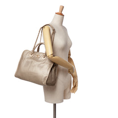 Perforated Metallic Calfskin Up In The Air Tote