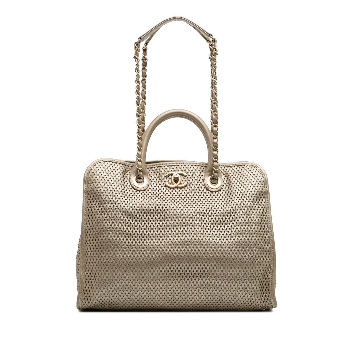 Perforated Metallic Calfskin Up In The Air Tote