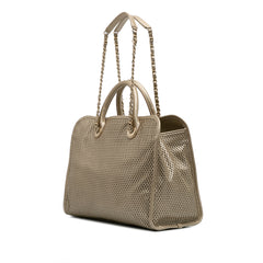 Perforated Metallic Calfskin Up In The Air Tote