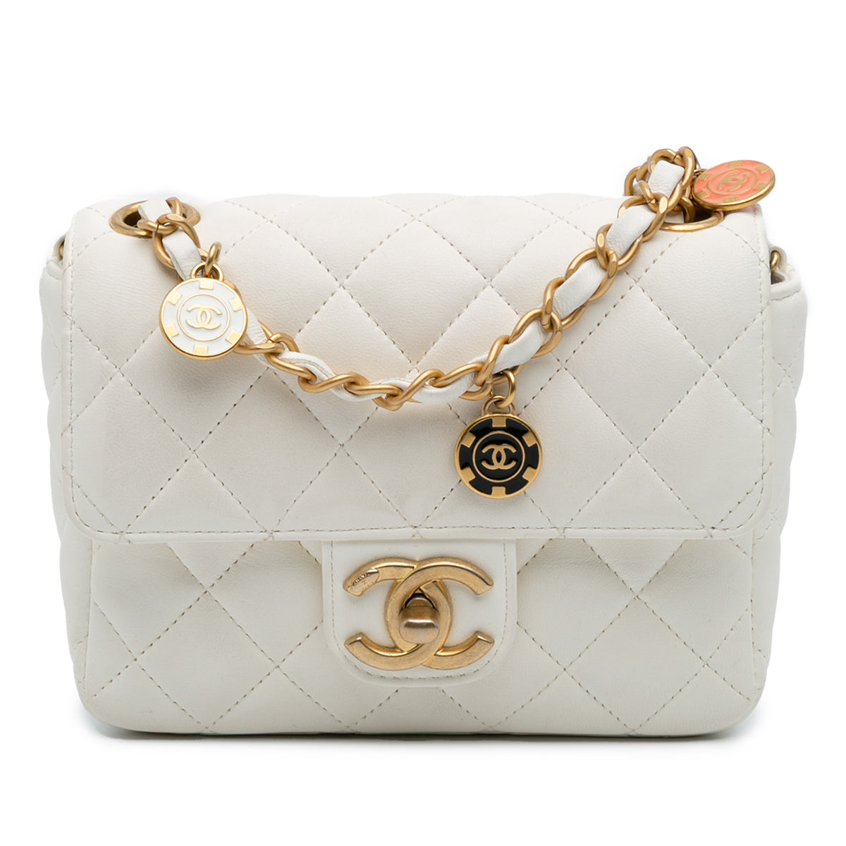 Mini Square Classic Lambskin Casino Royale Charms Single Flap