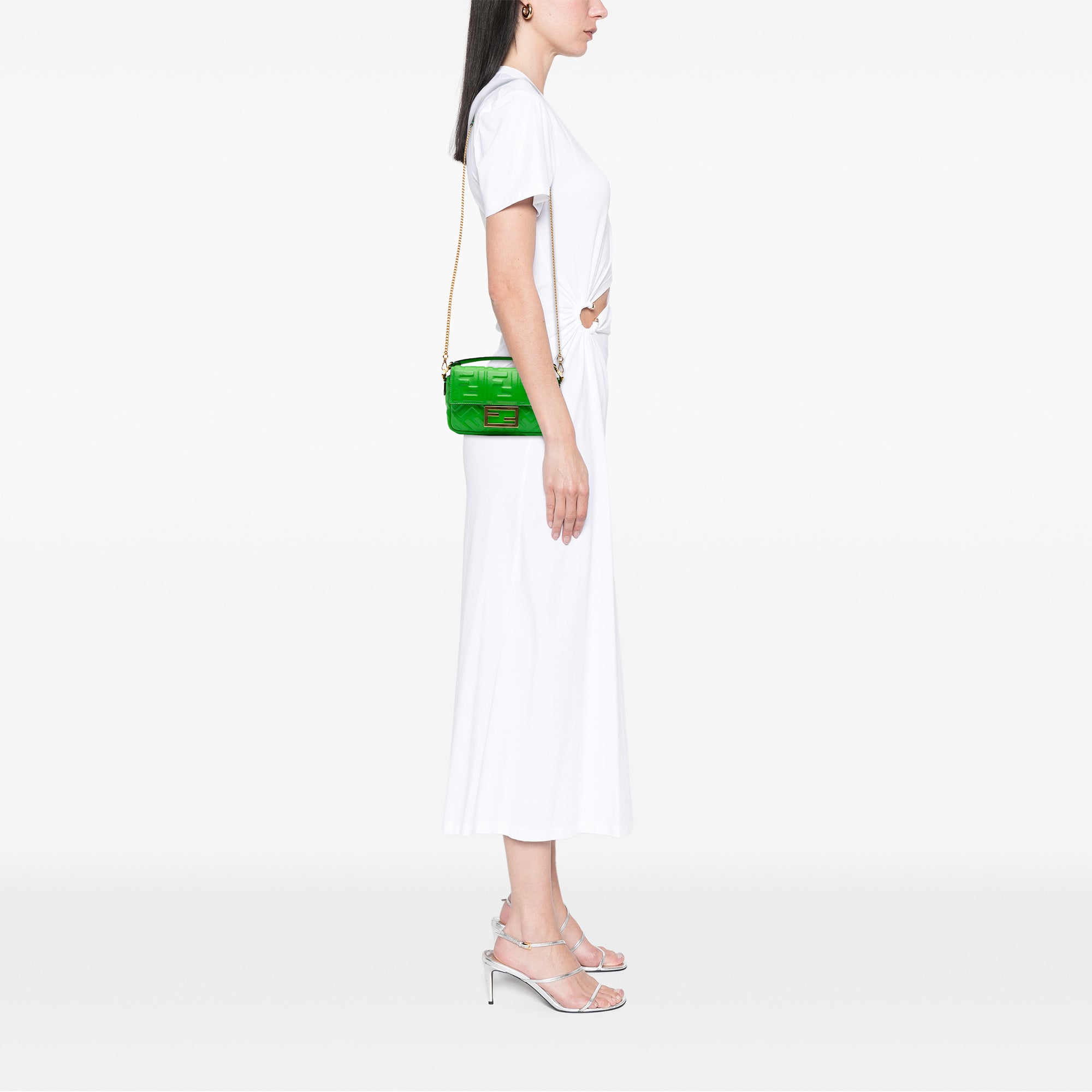 Mini Zucca Embossed Leather Baguette Satchel