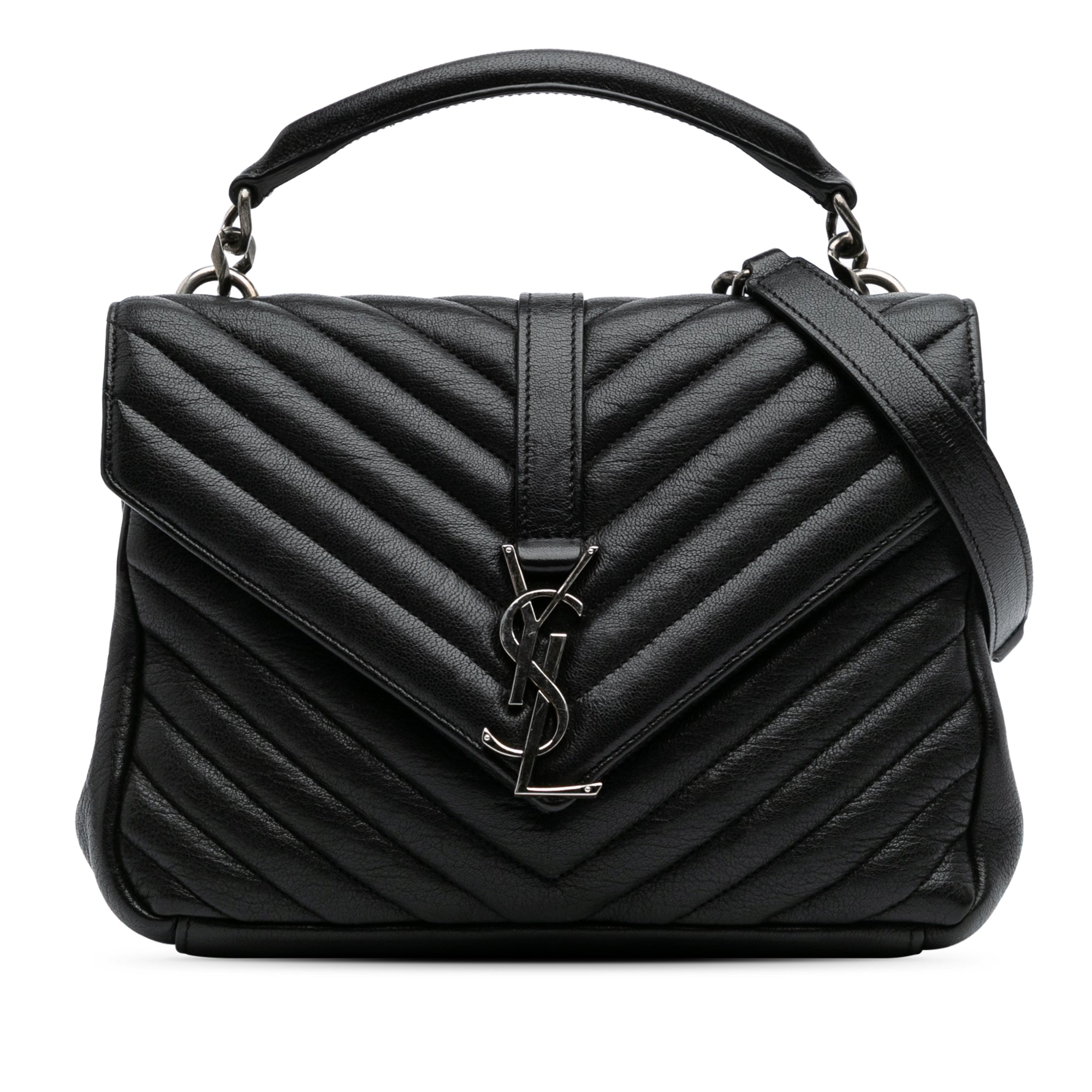 Medium Quilted Chevron Sheepskin College Satchel