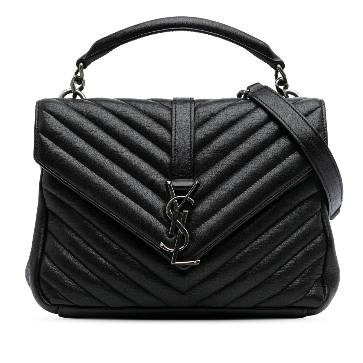 Medium Quilted Chevron Sheepskin College Satchel