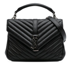 Medium Quilted Chevron Sheepskin College Satchel