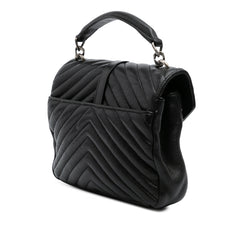 Medium Quilted Chevron Sheepskin College Satchel