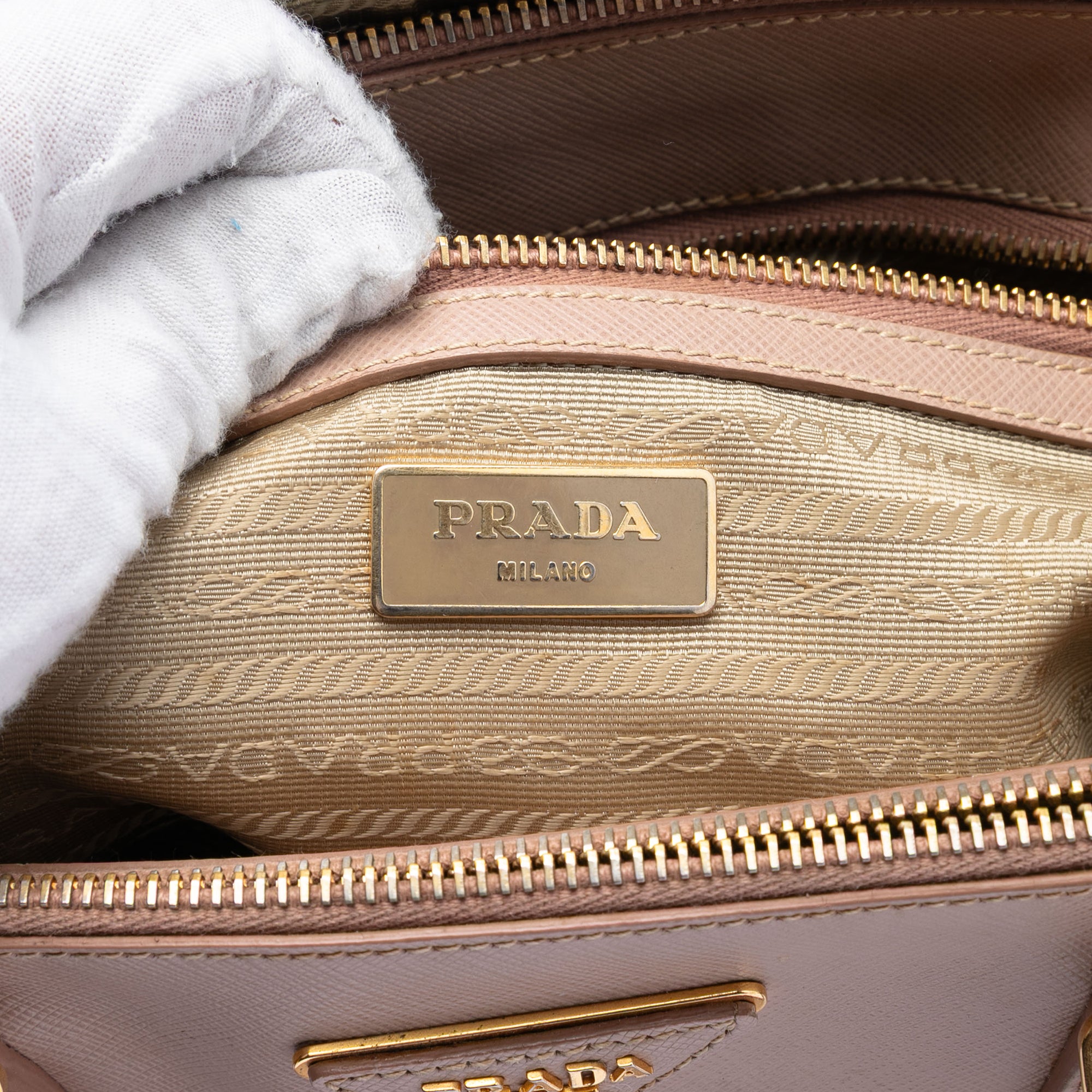 Small Saffiano Lux Galleria Double Zip Satchel