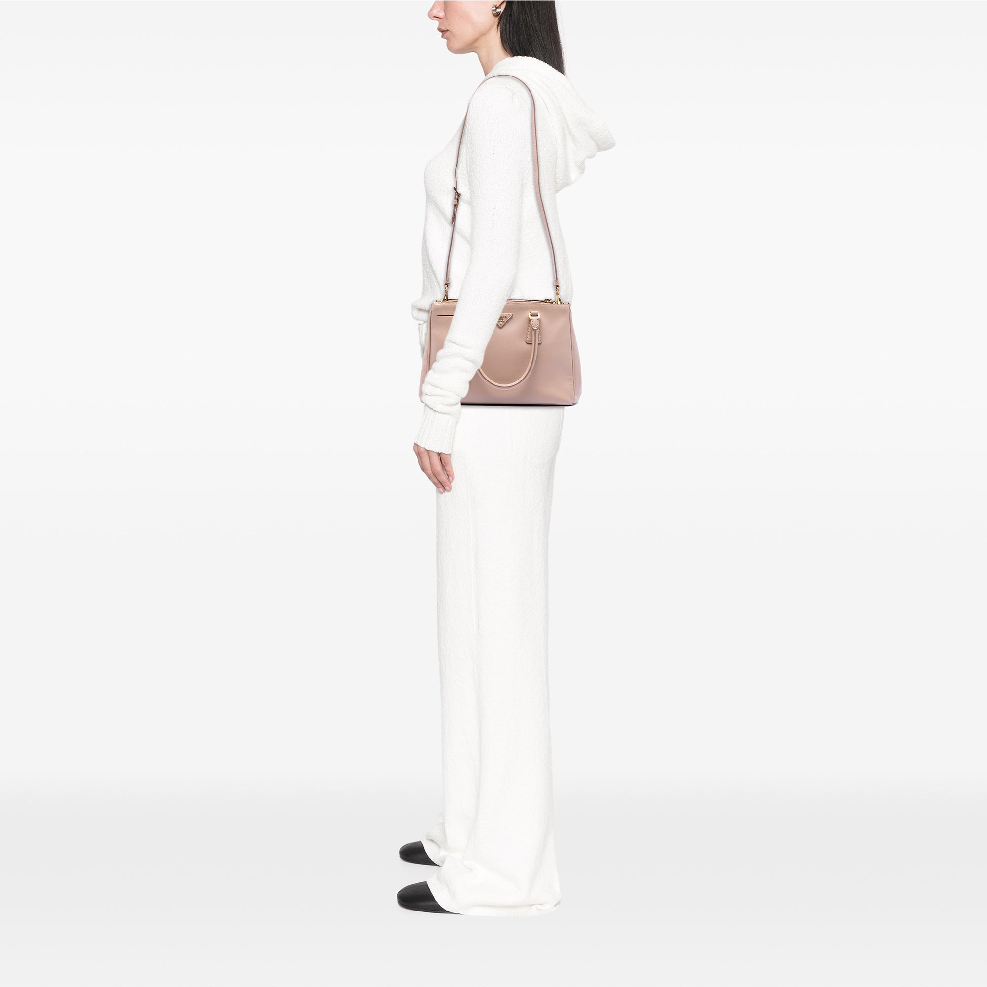 Small Saffiano Lux Galleria Double Zip Satchel