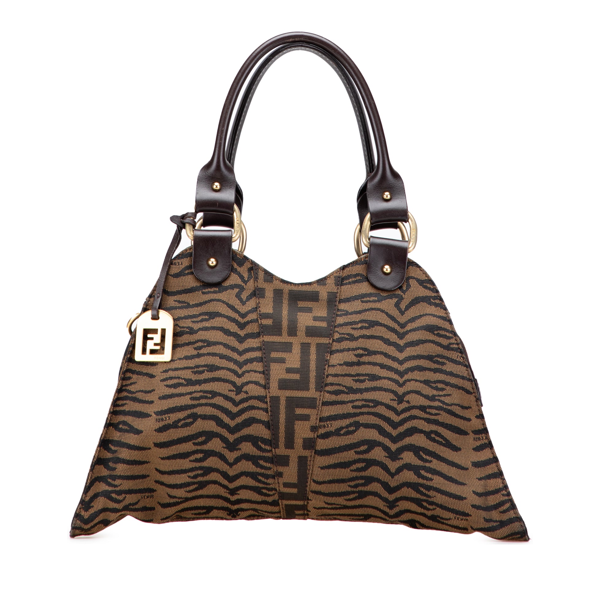 Zucca Zebra Print Canvas Diavolo Trapezio Handbag