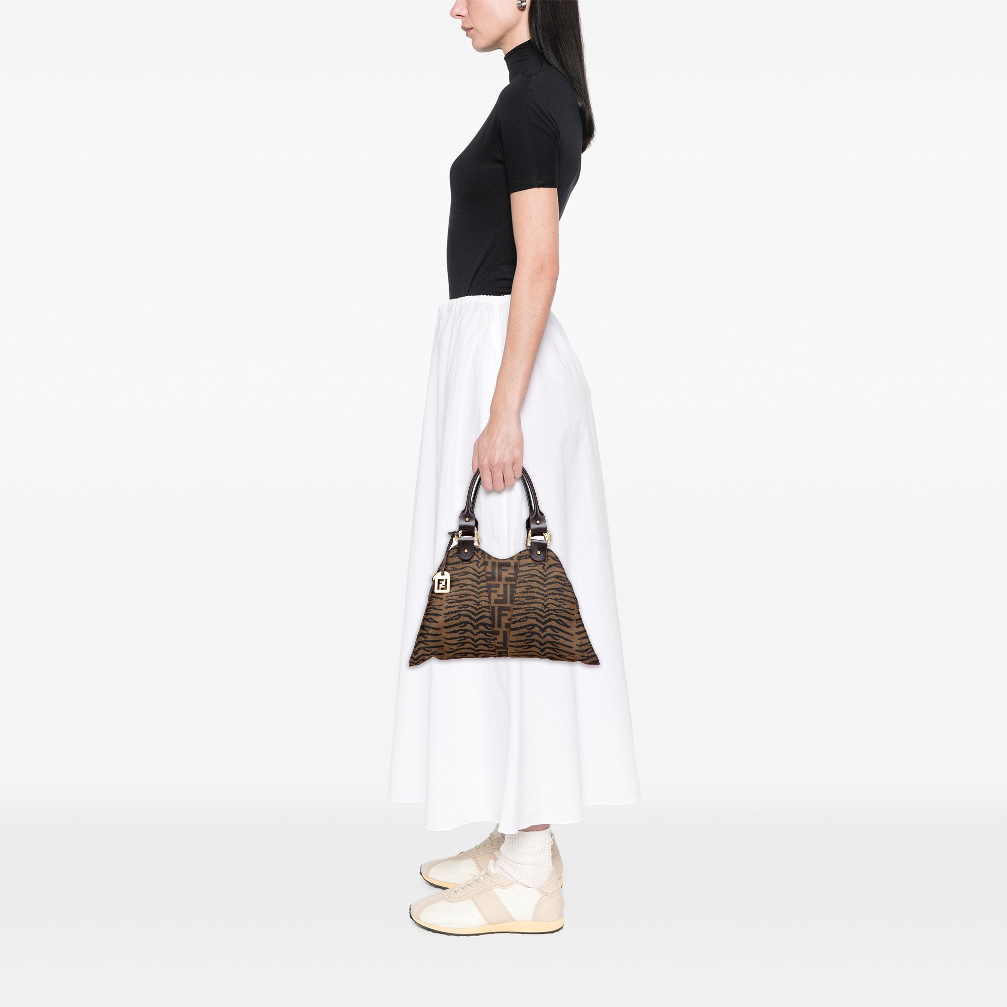 Zucca Zebra Print Canvas Diavolo Trapezio Handbag