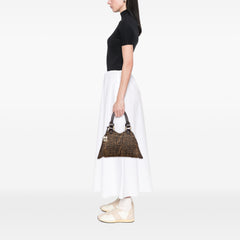 Zucca Zebra Print Canvas Diavolo Trapezio Handbag