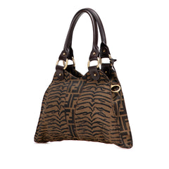 Zucca Zebra Print Canvas Diavolo Trapezio Handbag