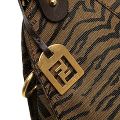 Zucca Zebra Print Canvas Diavolo Trapezio Handbag