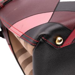 Medium Leather Patchwork and House Check Banner Satchel