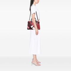 Medium Leather Patchwork and House Check Banner Satchel